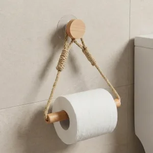 Nástěnný samolepicí dřevěný držák na toaletní papír