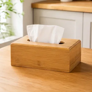 Dřevěný box na papírové kapesníky, bambusový držák na ubrousky