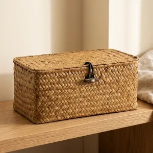 wicker basket, wicker storage basket, wicker basket with lid, woven storage baskets