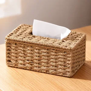 Tkaný úložný box na kapesníky s krytem na ubrousky