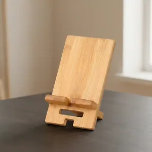 Dřevěný bambusový držák na telefon, stojánek na mobil