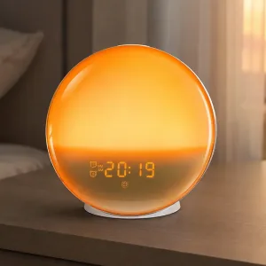 Budík s přirozeným světlem východu slunce, USB noční lampa s rádiem