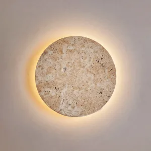Stylové severské kulaté kamenné nástěnné svítidlo s LED žárovkou