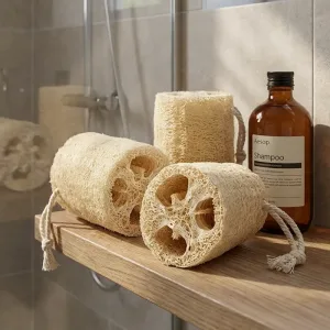 3ks přírodní tělová mycí houba z egyptské lufy, exfoliační houba do sprchy