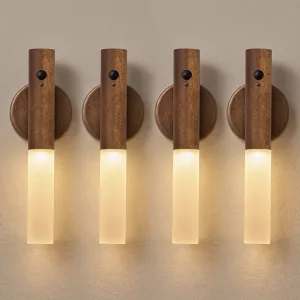 4 ks dobíjecí nástěnné LED noční světlo s pohybovým senzorem, magnetická lampa do chodby