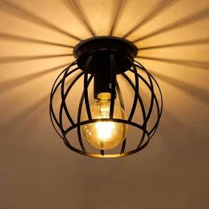 Moderní přisazené LED stropní svítidlo s jedním lustrem v železné kleci