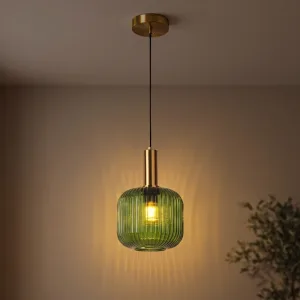 Moderní skleněný závěsný stropní lustr pro jednu LED žárovku
