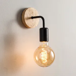 Industriální dřevěno-železná nástěnná lampa v retro stylu s možností otáčení